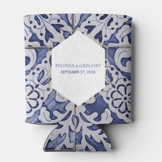 Rafraîchisseur Pour Canette Carrelage portugais rustique Mariage Faveur (Dos)