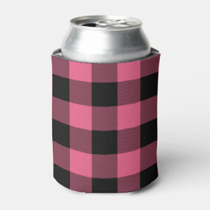 Rafraîchisseur Pour Canette Carrés à carreaux rose et noir Buffalo Plaid
