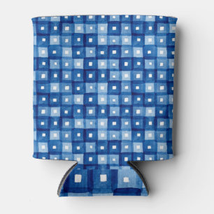 Rafraîchisseur Pour Canette Carrés Bleus, Aquarelle Mosaïque sans joint.