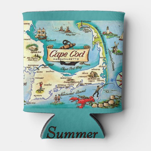 Rafraîchisseur Pour Canette Carte de Cape Cod (Devant)