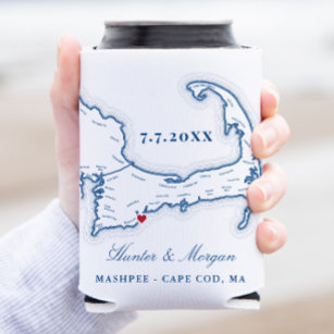Rafraîchisseur Pour Canette Carte de Cape Cod Mariage Favor Porteur de boisson