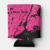 Rafraîchisseur Pour Canette Carte de New York, noir et rose (Dos)