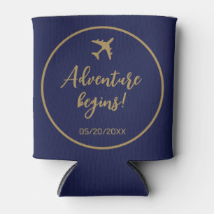 Rafraîchisseur Pour Canette Carte d'embarquement de mariage calligraphiée bleu