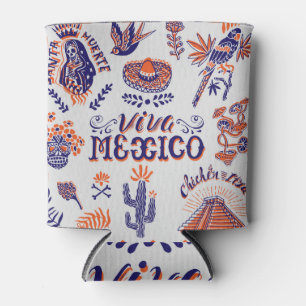 Rafraîchisseur Pour Canette Carte Vintage des symboles culturels mexicains