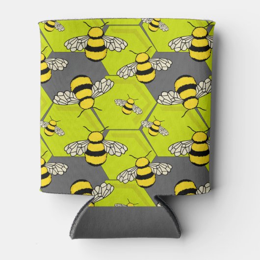 Rafraîchisseur Pour Canette Carton Bee Hive gris vert (Devant)
