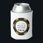 Rafraîchisseur Pour Canette Casino Poker Chip Gold Black White Vegas Mariage<br><div class="desc">Éblouissez les invités mariages avec ces jetons de poker dorés,  noirs et blancs amusants et personnalisés peuvent refroidir! Cela ferait aussi un grand plaisir de rapporter la faveur.</div>