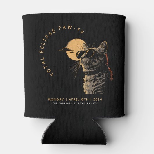 Rafraîchisseur Pour Canette Cat 2024 Total Solaire Eclipse Viewing Party Invi (Dos)