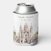 Rafraîchisseur Pour Canette Cathédrale de Barcelone Espagne Mariage d'aquarell (Can Dos)