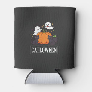 Rafraîchisseur Pour Canette Catloween Drôle Chat Halloween Fantôme Citrouille