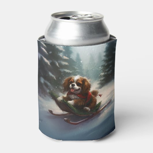 Rafraîchisseur Pour Canette Cavalier King Charles Spaniel neige de Noël (Can devant)