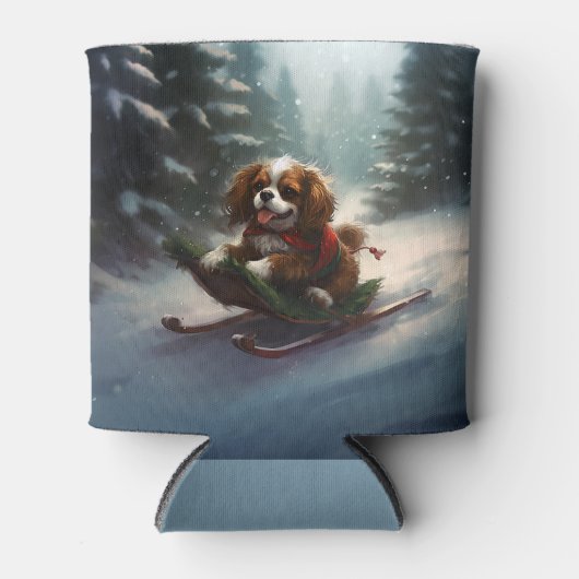 Rafraîchisseur Pour Canette Cavalier King Charles Spaniel neige de Noël (Devant)
