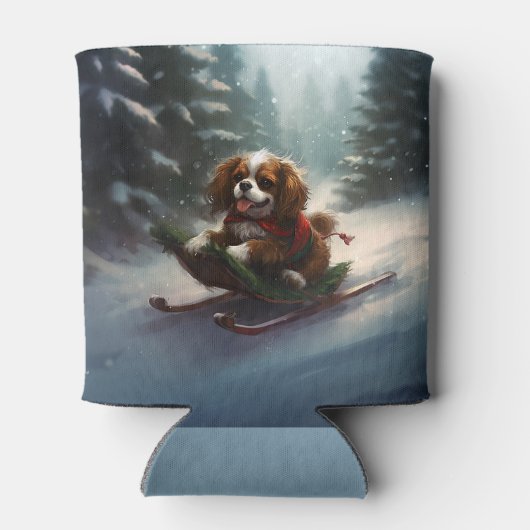 Rafraîchisseur Pour Canette Cavalier King Charles Spaniel neige de Noël (Dos)