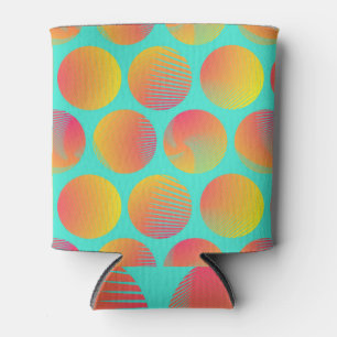Rafraîchisseur Pour Canette Cercles Motif sans fil : orange et bleu.