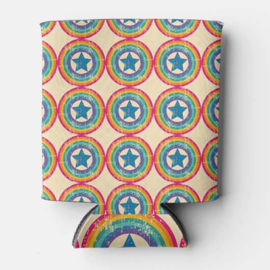 Rafraîchisseur Pour Canette Cercles Rétro Étoiles : Texture incolore. (Devant)