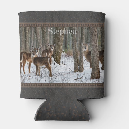 Rafraîchisseur Pour Canette Cerfs et Pinecones d'hiver (Dos)