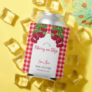 Rafraîchisseur Pour Canette Cerise sur le dessus Automne En vichy Baby shower 