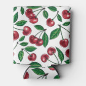Rafraîchisseur Pour Canette Cerises rouges sur blanc (Devant)