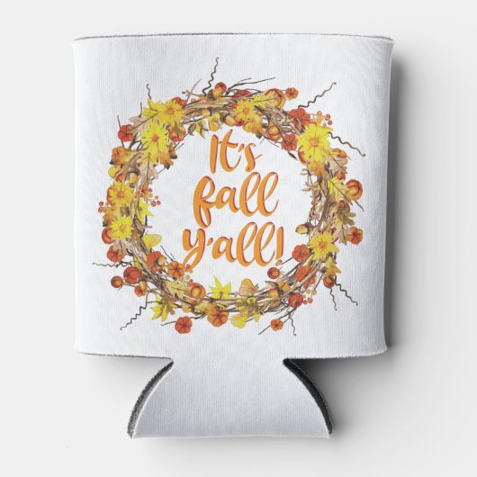 Rafraîchisseur Pour Canette C'est automne Y'all Orange Feuilles d'automne (Devant)