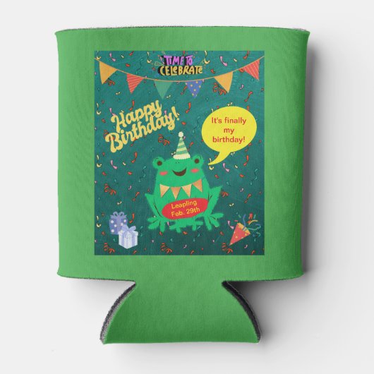 Rafraîchisseur Pour Canette C'est enfin mon anniversaire 29 février Confetti d (Devant)