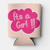 Rafraîchisseur Pour Canette C'est une fête de baby shower rose fille (Devant)