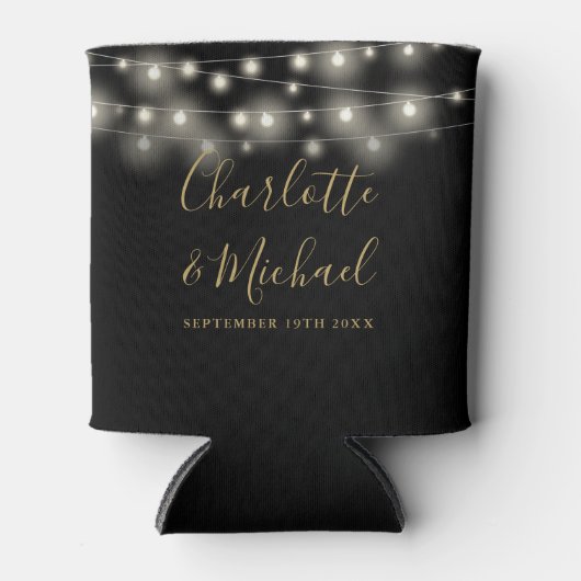 Rafraîchisseur Pour Canette Chaîne Lights Signature Script Black Gold Mariage (Devant)
