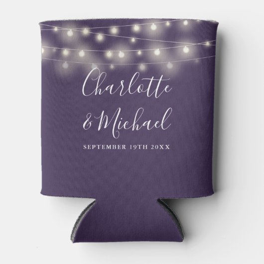 Rafraîchisseur Pour Canette Chaîne Lights Signature Script Mariage violet (Devant)
