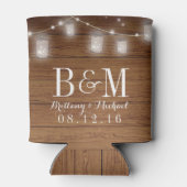 Rafraîchisseur Pour Canette Chaîne Mason Jar Lumières Mariage en bois rustique (Dos)