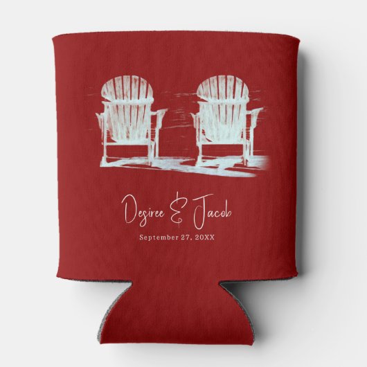 Rafraîchisseur Pour Canette Chaises De Plage Rouge Blanc Rustique Mariage (Dos)