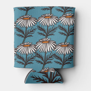Rafraîchisseur Pour Canette Chamomille, motif de dessin animé vintage bleu.