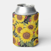 Rafraîchisseur Pour Canette Champ de tournesol : aquarelle noir arrière - plan (Can devant)