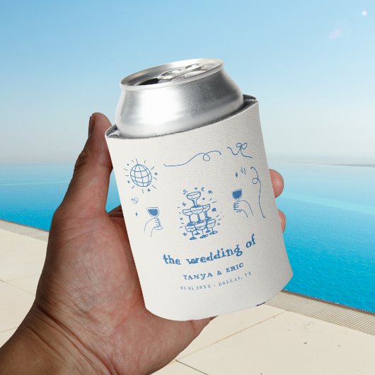 Rafraîchisseur Pour Canette Champagne Dessin À La Main Disco Mariage Faveur