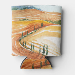 Rafraîchisseur Pour Canette Champs d'été, peinture d'aquarelle toscane