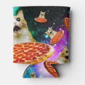 Rafraîchisseur Pour Canette Chat à pizza de l'espace amusant (Devant)