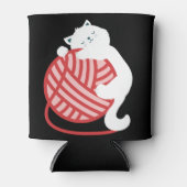 Rafraîchisseur Pour Canette Chat blanc mignon avec boule de fil (Devant)