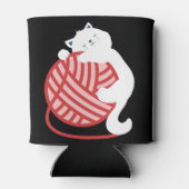 Rafraîchisseur Pour Canette Chat blanc mignon avec boule de fil (Dos)