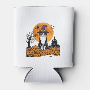 Rafraîchisseur Pour Canette Chat de Halloween Sorcière Citrouille Vintage Épou