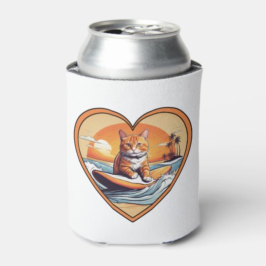 Rafraîchisseur Pour Canette Chat de surf Orange Tabby (Can devant)