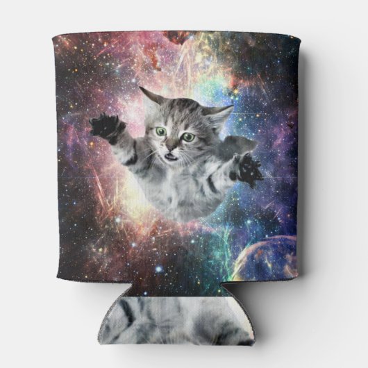 Rafraîchisseur Pour Canette Chat drôle dans l'espace (Dos)