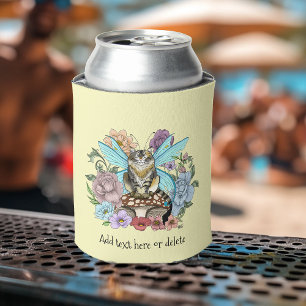 Rafraîchisseur Pour Canette Chat féerique tabby pastel fantaisiste floral