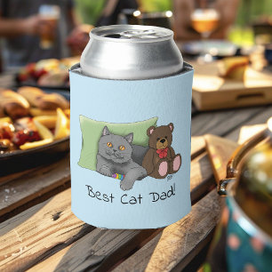 Rafraîchisseur Pour Canette Chat gris fête des pères