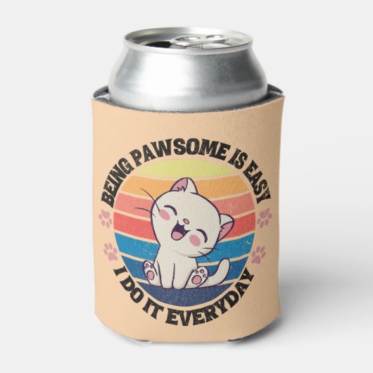 Rafraîchisseur Pour Canette Chat Kawaii blanc mou (Can devant)