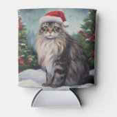 Rafraîchisseur Pour Canette Chat Maine Coon à Noël de neige (Devant)