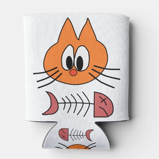 Rafraîchisseur Pour Canette Chat Manger Poisson Animal Orange Debout Skeleton (Dos)