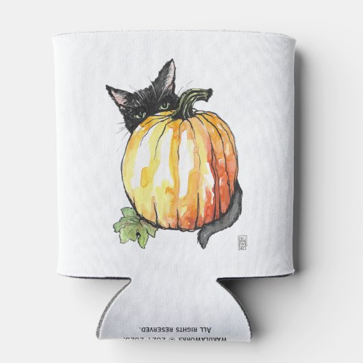 Rafraîchisseur Pour Canette Chat noir derrière le Citrouille peut refroidir (Dos)