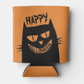 Rafraîchisseur Pour Canette Chat noir d'Halloween déplaisant sur Orange (Devant)