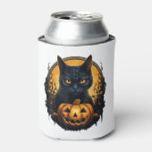 Rafraîchisseur Pour Canette Chat noir Halloween Citrouilles effrayants Lune Ch (Can devant)