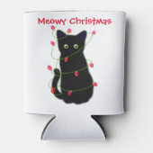 Rafraîchisseur Pour Canette chat noir | Meowy Christmas | lumières scintillant (Devant)