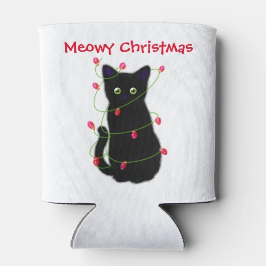 Rafraîchisseur Pour Canette chat noir | Meowy Christmas | lumières scintillant (Dos)