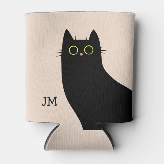 Rafraîchisseur Pour Canette Chat noir mignon dans le style Mid Century (Devant)