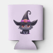 Rafraîchisseur Pour Canette Chat noir mignon portant un Casquette de sorcière (Dos)
